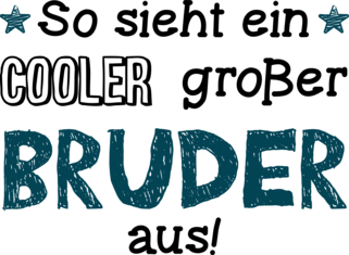 So sieht ein cooler großer Bruder aus weiß/blau Tshirt Turnbeutel