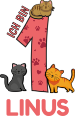 Ich bin 1 Name und lustige Katzen I Geschenk zum ersten Geburtstag I 1. Geburtstag