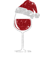 Weinglas mit Weihnachtsmütze in Glitzeroptik und Name