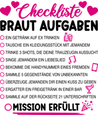 Braut Aufgaben I Mutprobe Checkliste