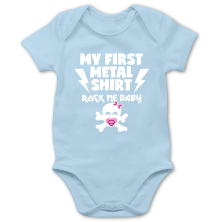 Shirtracer Baby Body Kurzarm f/ür Jungen und M/ädchen Spr/üche Baby My First Metal Shirt mit Baby Totenkopf wei/ß//rosa