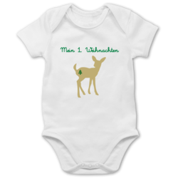 Baby T-Shirt Kurzarm Shirtracer Weihnachten Baby Mein erstes Weihnachten mit Rentier