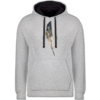 Grau meliert/Navy Blau