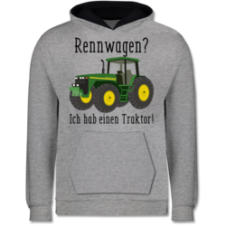 Kinder Kontrast Hoodie Rennwagen? Traktor! Fahrzeuge Kind Shirtracer