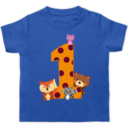 2 Geburtstag Baby Geburtstag Waldtiere Kurzarm Baby-Shirt f/ür Jungen und M/ädchen
