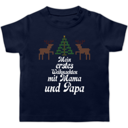 Baby T-Shirt Kurzarm Shirtracer Weihnachten Baby Mein erstes Weihnachten mit Rentier